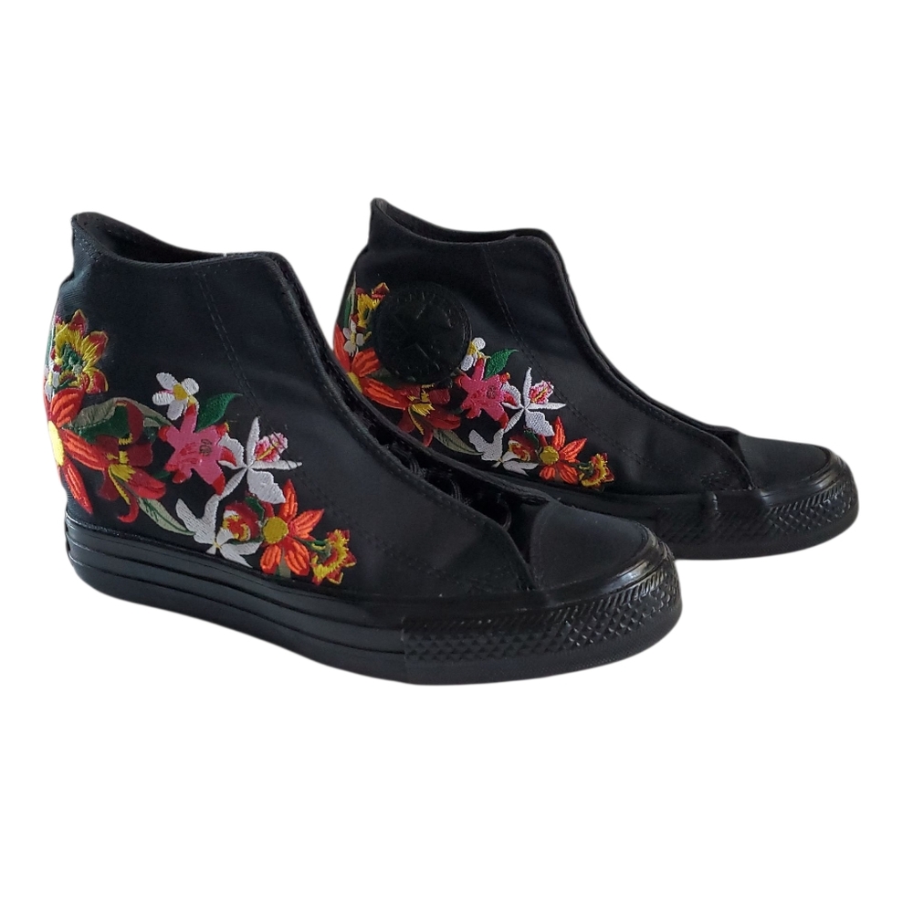 Converse X PatBo Floral Lux Mid High Top Wedge Heel Sneaker Women Size 7